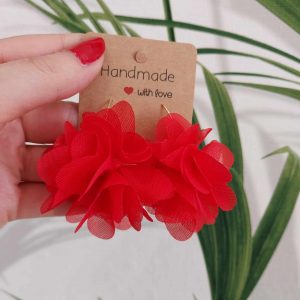 Kolczyki jedwabne kwiaty Handmande K1